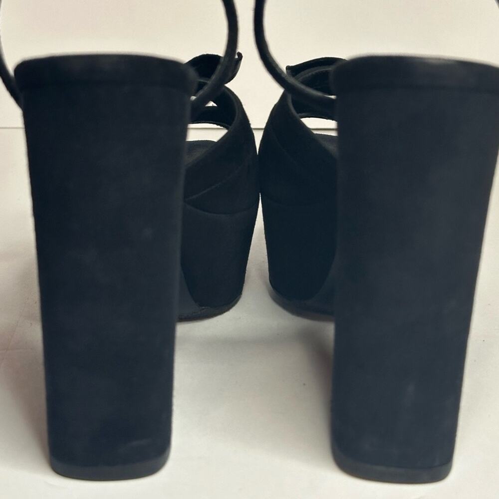Saint Laurent Paris Candy Bow Black Suede Platform Sandals IT 38 US 8 Authentic - Picture 10 of 15